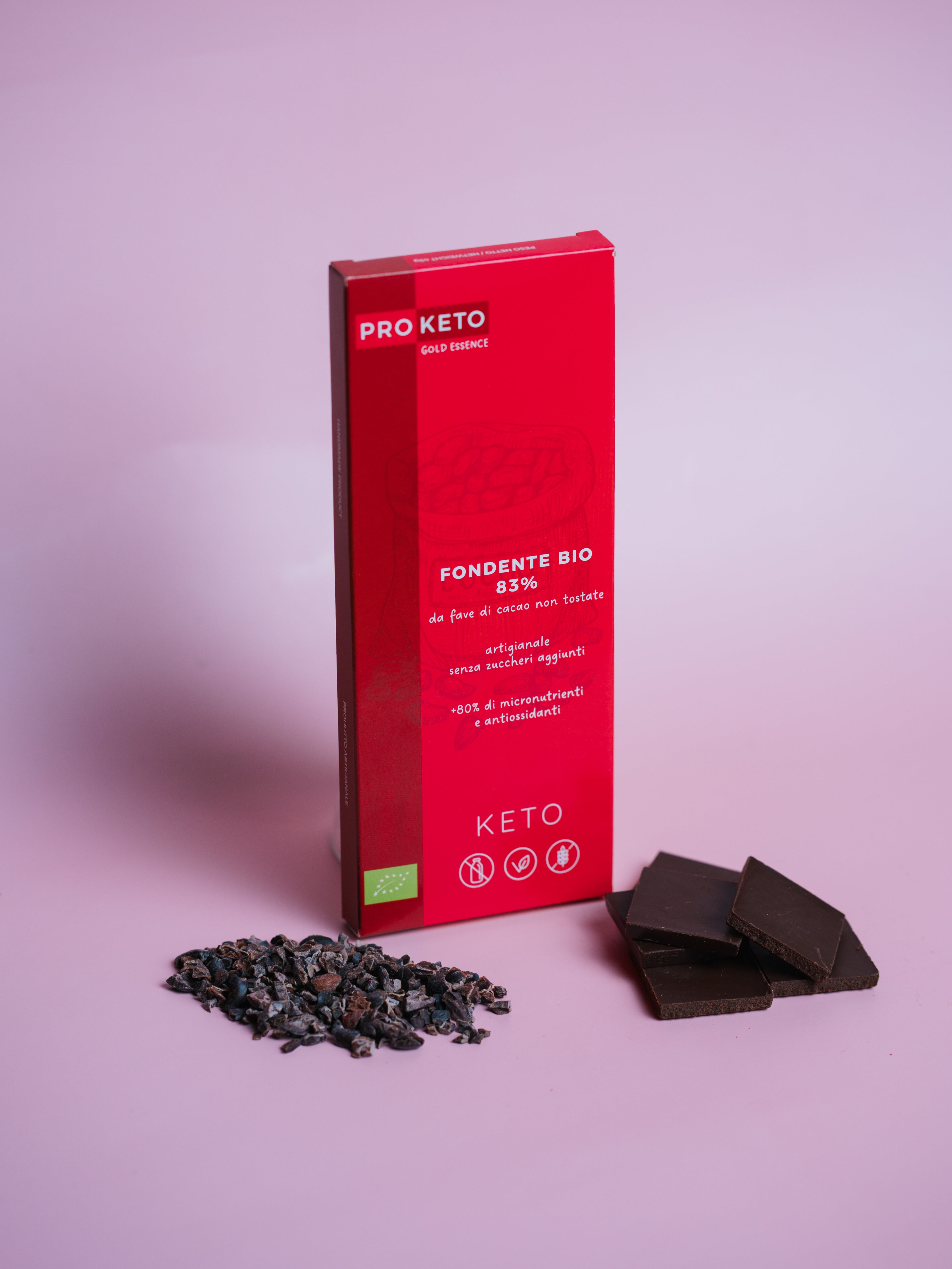 Tavoletta fondente 83% puro cioccolato crudo con eritritolo (45g)